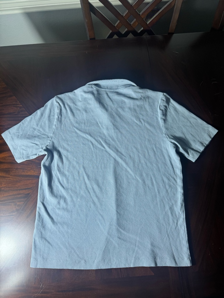 Euc Massimo Dutti Textured Polo Shirt Xxl Blue Gray Short Sleeve Cotton — image 6 of 8